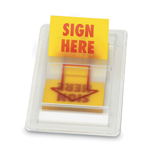 Universal Arrow Page Flags, "Sign Here", Yellow/Red, 50 Flags/Dispenser, 2 Dispensers/Pack (99005)