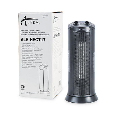 Alera Mini Tower Ceramic Heater, 1,500 W, 7.37 x 7.37 x 17.37, Black (ALEHECT17)