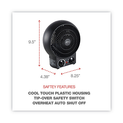 Alera Heater Fan, 1,500 W, 8.25 x 4.37 x 9.5, Black (ALEHEFF10B)