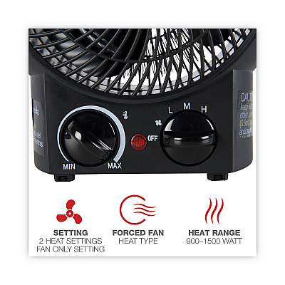 Alera Heater Fan, 1,500 W, 8.25 x 4.37 x 9.5, Black (ALEHEFF10B)