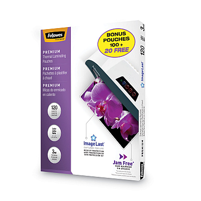 Fellowes ImageLast Laminating Pouches with UV Protection, 3 mil, 9" x 11.5", Clear, 120/Pack (FEL5228901)