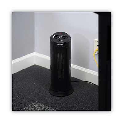 Alera Mini Tower Ceramic Heater, 1,500 W, 7.37 x 7.37 x 17.37, Black (ALEHECT17)