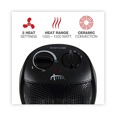 Alera Ceramic Heater, 1,500 W, 7.12 x 5.87 x 8.75, Black (ALEHECH09)