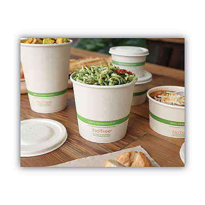World Centric No Tree Paper Bowls, 24 oz, 4.4" Diameter x 4.5"h, Natural, Sugarcane, 500/Carton (WORBOSU24)