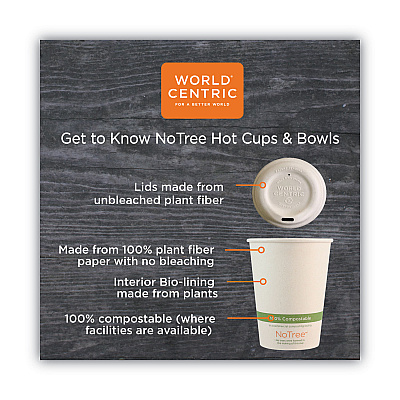 World Centric No Tree Paper Bowls, 24 oz, 4.4" Diameter x 4.5"h, Natural, Sugarcane, 500/Carton (WORBOSU24)