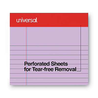 Universal Colored Perforated Ruled Writing Pads, Narrow Rule, 50 Orchid 5 x 8 Sheets, Dozen (UNV35854)