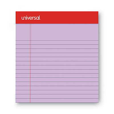 Universal Colored Perforated Ruled Writing Pads, Narrow Rule, 50 Orchid 5 x 8 Sheets, Dozen (UNV35854)