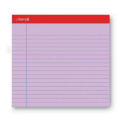 Universal Colored Perforated Ruled Writing Pads, Wide/Legal Rule, 50 Assorted Color 8.5 x 11.75 Sheets, 6/Pack (UNV35878)
