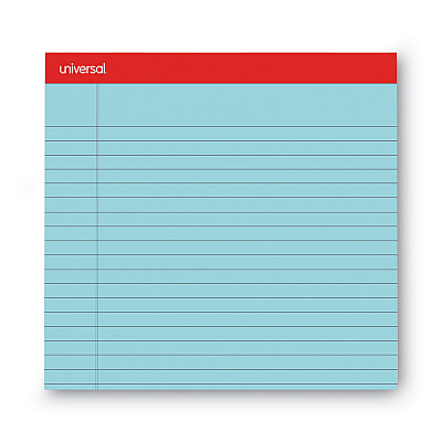 Universal Colored Perforated Ruled Writing Pads, Wide/Legal Rule, 50 Blue 8.5 x 11 Sheets, Dozen (UNV35880)