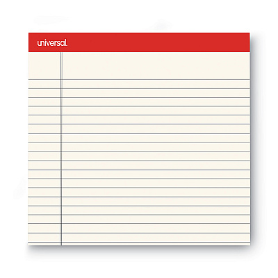 Universal Colored Perforated Ruled Writing Pads, Letter Size Pad (8.5 x 11.75), Wide/Legal Rule, 50 Ivory 8.5 x 11 Sheets, Dozen (UNV35882)