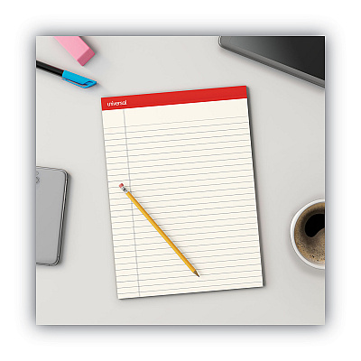 Universal Colored Perforated Ruled Writing Pads, Letter Size Pad (8.5 x 11.75), Wide/Legal Rule, 50 Ivory 8.5 x 11 Sheets, Dozen (UNV35882)