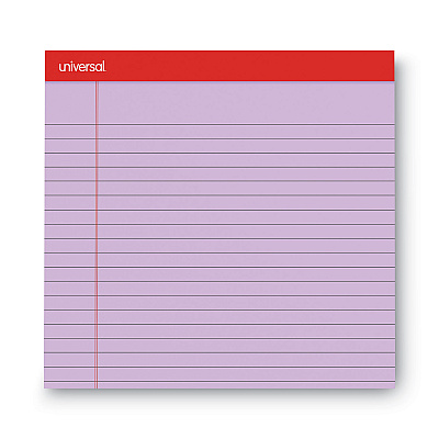 Universal Colored Perforated Ruled Writing Pads, Wide/Legal Rule, 50 Orchid 8.5 x 11 Sheets, Dozen (UNV35884)