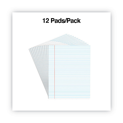 Universal Glue Top Pads, Narrow Rule, 50 White 8.5 x 11 Sheets, Dozen (UNV41000)