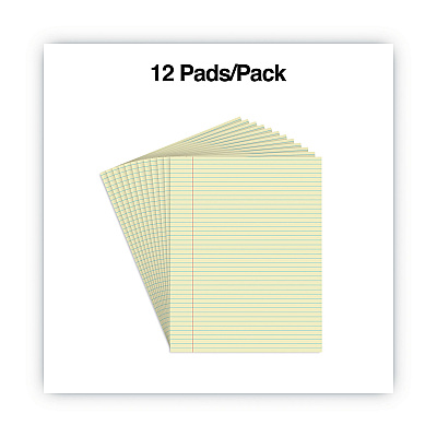 Universal Glue Top Pads, Narrow Rule, 50 Canary-Yellow 8.5 x 11 Sheets, Dozen (UNV42000)
