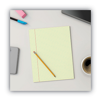 Universal Glue Top Pads, Narrow Rule, 50 Canary-Yellow 8.5 x 11 Sheets, Dozen (UNV42000)