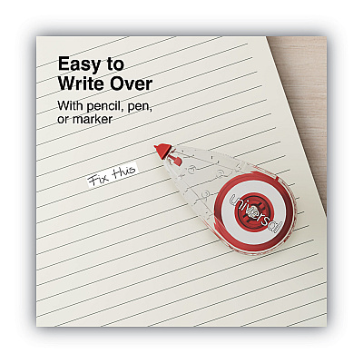 Universal Correction Tape, Mini Economy, Non-Refillable, Clear/Red Applicator, 0.25" x 275", 10/Pack (UNV75611)