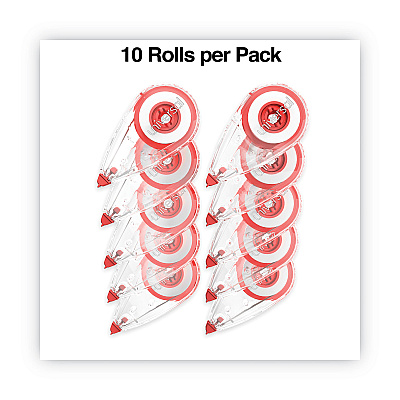 Universal Correction Tape, Mini Economy, Non-Refillable, Clear/Red Applicator, 0.25" x 275", 10/Pack (UNV75611)
