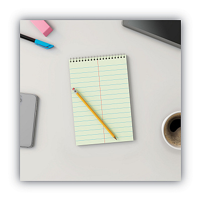 Universal Steno Pads, Pitman Rule, Red Cover, 60 Green-Tint 6 x 9 Sheets (UNV76610)