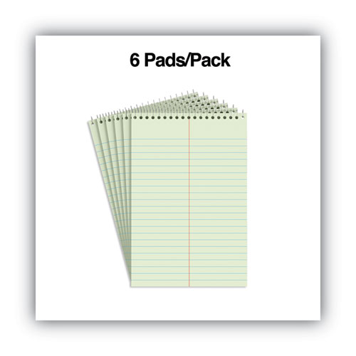 Universal Steno Pads, Gregg Rule, Red Cover, 80 Green-Tint 6 x 9 Sheets, 6/Pack (86920PK)