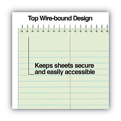 Universal Steno Pads, Gregg Rule, Red Cover, 80 Green-Tint 6 x 9 Sheets, 6/Pack (UNV86920PK)