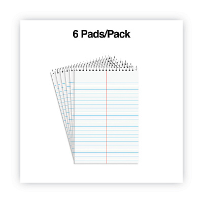 Universal Steno Pads, Gregg Rule, Red Cover, 80 White 6 x 9 Sheets, 6/Pack (UNV96920PK)