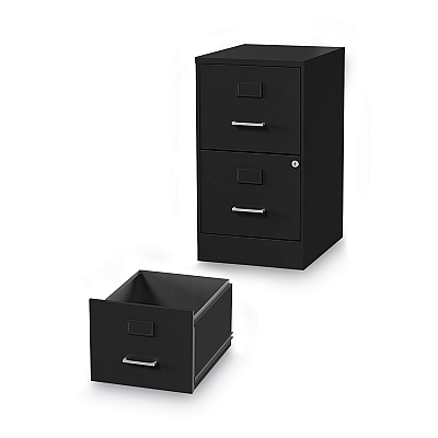 Alera Soho Vertical File Cabinet, 2 Drawers: File/File, Letter, Black, 14" x 18" x 24.1" (ALESVF1824BL)