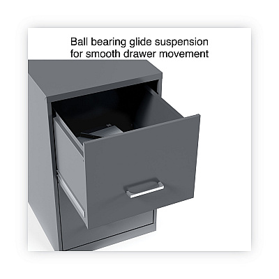 Alera Soho Vertical File Cabinet, 2 Drawers: File/File, Letter, Charcoal, 14" x 18" x 24.1" (ALESVF1824CH)