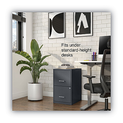 Alera Soho Vertical File Cabinet, 2 Drawers: File/File, Letter, Charcoal, 14" x 18" x 24.1" (ALESVF1824CH)