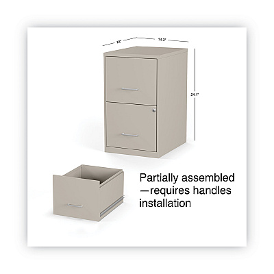 Alera Soho Vertical File Cabinet, 2 Drawers: File/File, Letter, Putty, 14" x 18" x 24.1" (ALESVF1824PY)