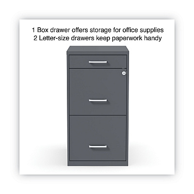 Alera Soho Vertical File Cabinet, 3 Drawers: Pencil/File/File, Letter, Charcoal, 14" x 18" x 26.9" (ALESVF1827CH)