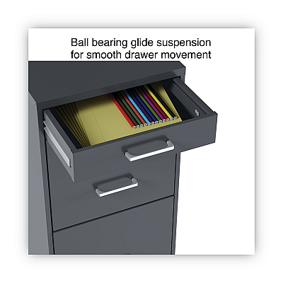 Alera Soho Vertical File Cabinet, 3 Drawers: Pencil/File/File, Letter, Charcoal, 14" x 18" x 26.9" (ALESVF1827CH)