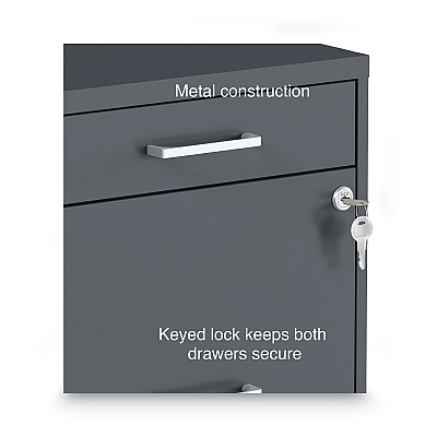 Alera Soho Vertical File Cabinet, 3 Drawers: Pencil/File/File, Letter, Charcoal, 14" x 18" x 26.9" (ALESVF1827CH)