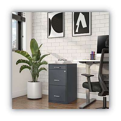 Alera Soho Vertical File Cabinet, 3 Drawers: Pencil/File/File, Letter, Charcoal, 14" x 18" x 26.9" (ALESVF1827CH)