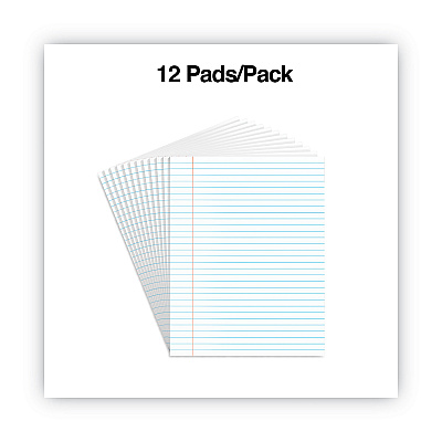 Universal Glue Top Pads, Wide/Legal Rule, 50 White 8.5 x 11 Sheets, Dozen (UNV11000)