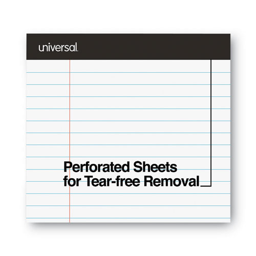 Universal Premium Ruled Writing Pads with Heavy-Duty Back, Wide/Legal Rule, Black Headband, 50 White 8.5 x 11 Sheets, 12/Pack (30730)