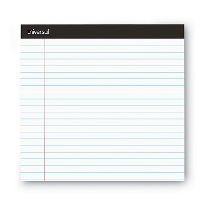 Universal Premium Ruled Writing Pads with Heavy-Duty Back, Wide/Legal Rule, Black Headband, 50 White 8.5 x 11 Sheets, 12/Pack (UNV30730)
