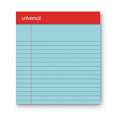 Universal Colored Perforated Ruled Writing Pads, Narrow Rule, 50 Blue 5 x 8 Sheets, Dozen (UNV35850)