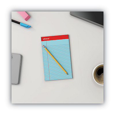Universal Colored Perforated Ruled Writing Pads, Narrow Rule, 50 Blue 5 x 8 Sheets, Dozen (UNV35850)