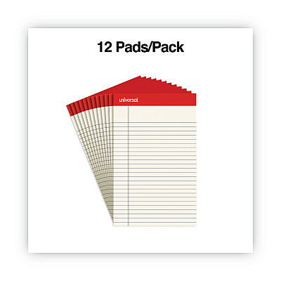 Universal Colored Perforated Ruled Writing Pads, Narrow Rule, 50 Ivory 5 x 8 Sheets, Dozen (UNV35852)