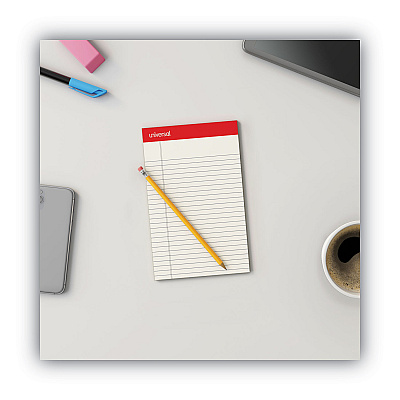 Universal Colored Perforated Ruled Writing Pads, Narrow Rule, 50 Ivory 5 x 8 Sheets, Dozen (UNV35852)