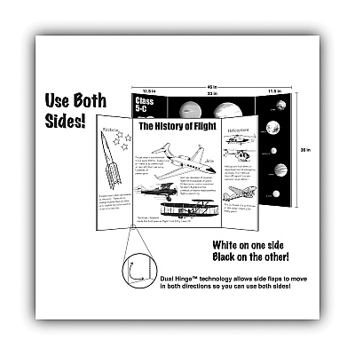 Eco Brites Two Cool Tri-Fold Poster Board, 36 x 48, Black/White, 6/Carton (GEO27135)