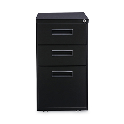 Alera File Pedestal, Left or Right, 3-Drawers: Box/Box/File, Legal/Letter, Black, 14.96" x 19.29" x 27.75" (ALEPABBFBL)