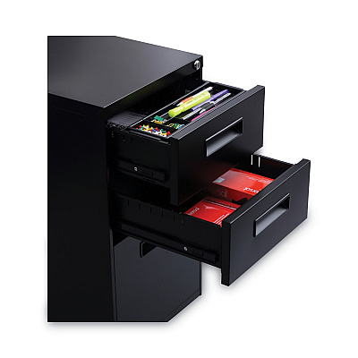 Alera File Pedestal, Left or Right, 3-Drawers: Box/Box/File, Legal/Letter, Black, 14.96" x 19.29" x 27.75" (ALEPABBFBL)
