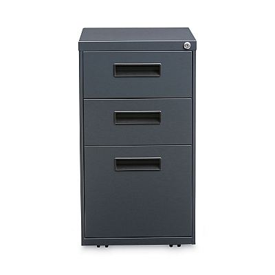 Alera File Pedestal, Left or Right, 3-Drawers: Box/Box/File, Legal/Letter, Charcoal, 14.96" x 19.29" x 27.75" (ALEPABBFCH)
