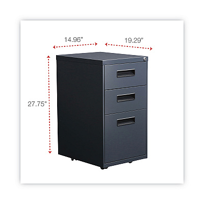 Alera File Pedestal, Left or Right, 3-Drawers: Box/Box/File, Legal/Letter, Charcoal, 14.96" x 19.29" x 27.75" (ALEPABBFCH)