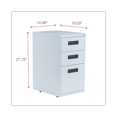 Alera File Pedestal, Left or Right, 3-Drawers: Box/Box/File, Legal/Letter, Light Gray, 14.96" x 19.29" x 27.75" (ALEPABBFLG)