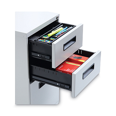 Alera File Pedestal, Left or Right, 3-Drawers: Box/Box/File, Legal/Letter, Light Gray, 14.96" x 19.29" x 27.75" (ALEPABBFLG)