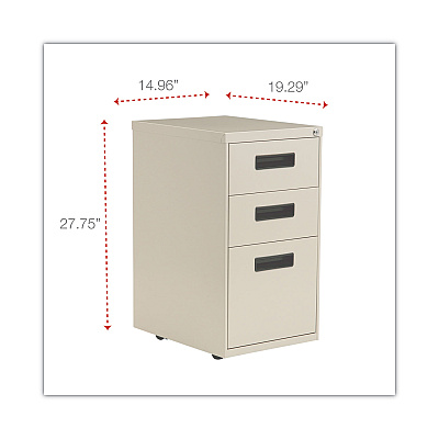Alera File Pedestal, Left or Right, 3-Drawers: Box/Box/File, Legal/Letter, Putty, 14.96" x 19.29" x 27.75" (ALEPABBFPY)