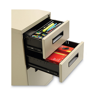 Alera File Pedestal, Left or Right, 3-Drawers: Box/Box/File, Legal/Letter, Putty, 14.96" x 19.29" x 27.75" (ALEPABBFPY)