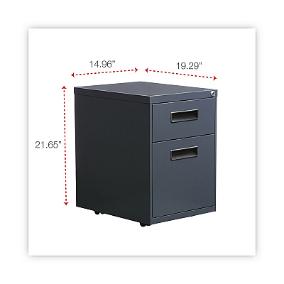 Alera File Pedestal, Left or Right, 2-Drawers: Box/File, Legal/Letter, Charcoal, 14.96" x 19.29" x 21.65" (ALEPABFCH)
